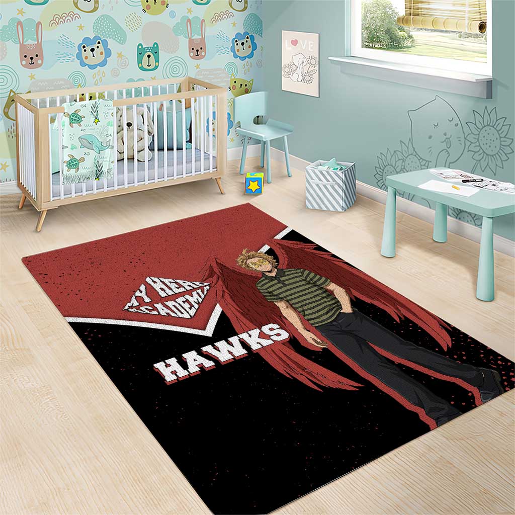 Hawks My Hero Academia Area Rug Anime Grunge Splatter Graphic Style