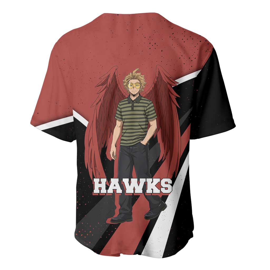 Hawks My Hero Academia Baseball Jersey Anime Grunge Splatter Graphic Style
