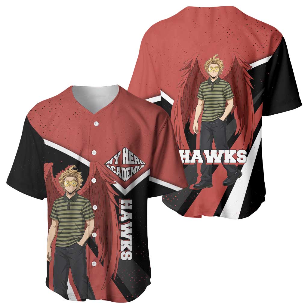 Hawks My Hero Academia Baseball Jersey Anime Grunge Splatter Graphic Style