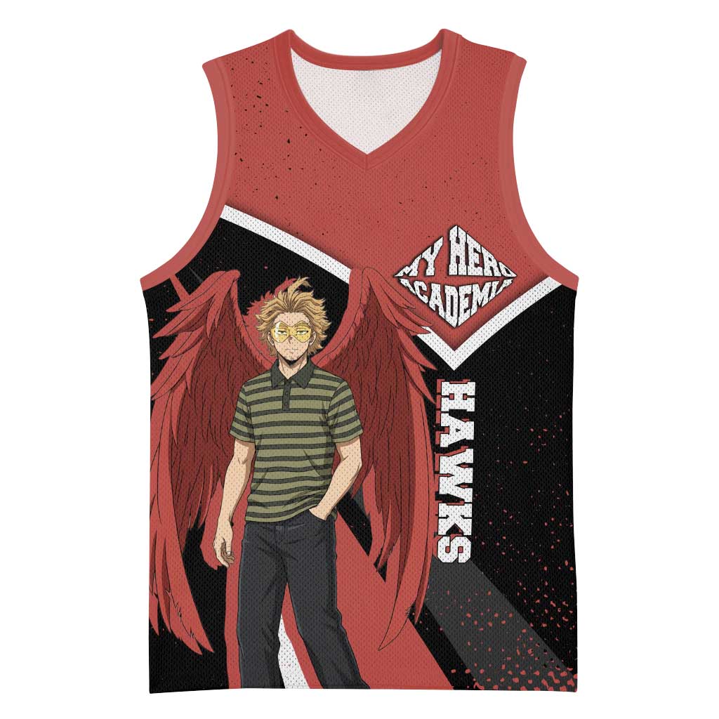 Hawks My Hero Academia Basketball Jersey Anime Grunge Splatter Graphic Style