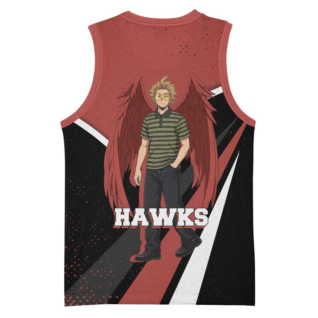 Hawks My Hero Academia Basketball Jersey Anime Grunge Splatter Graphic Style
