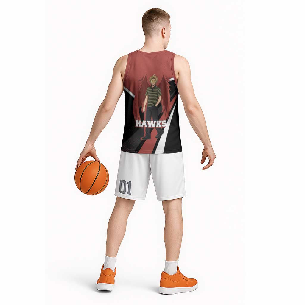 Hawks My Hero Academia Basketball Jersey Anime Grunge Splatter Graphic Style