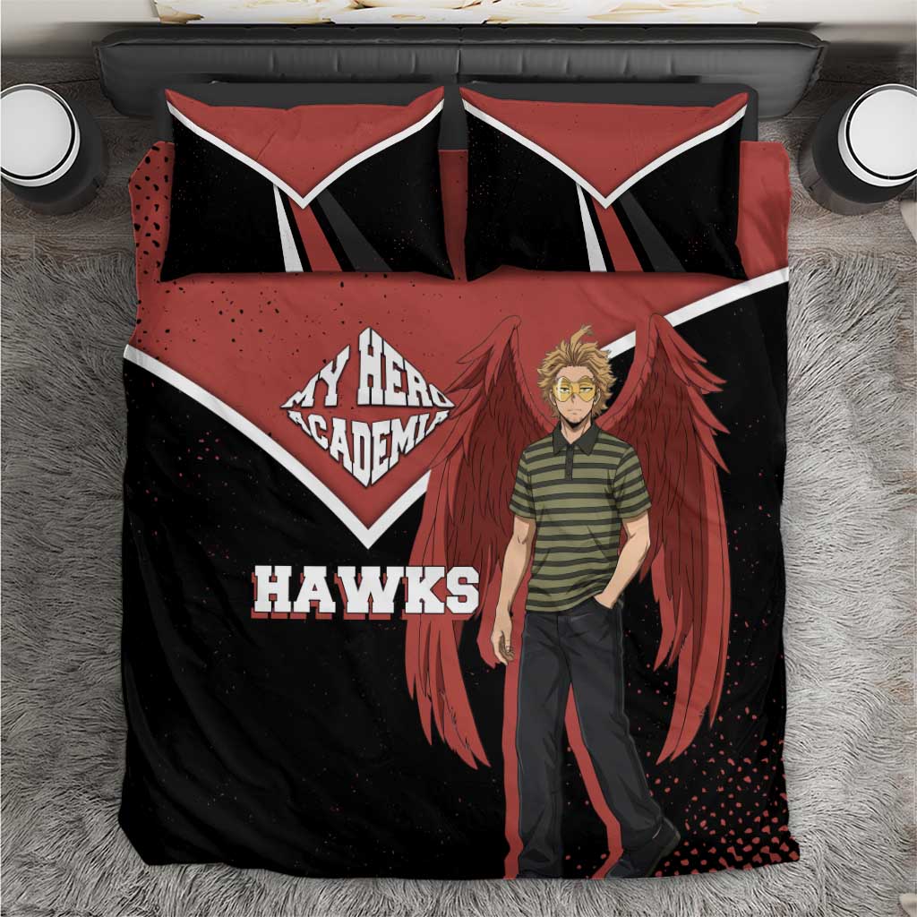 Hawks My Hero Academia Bedding Set Anime Grunge Splatter Graphic Style