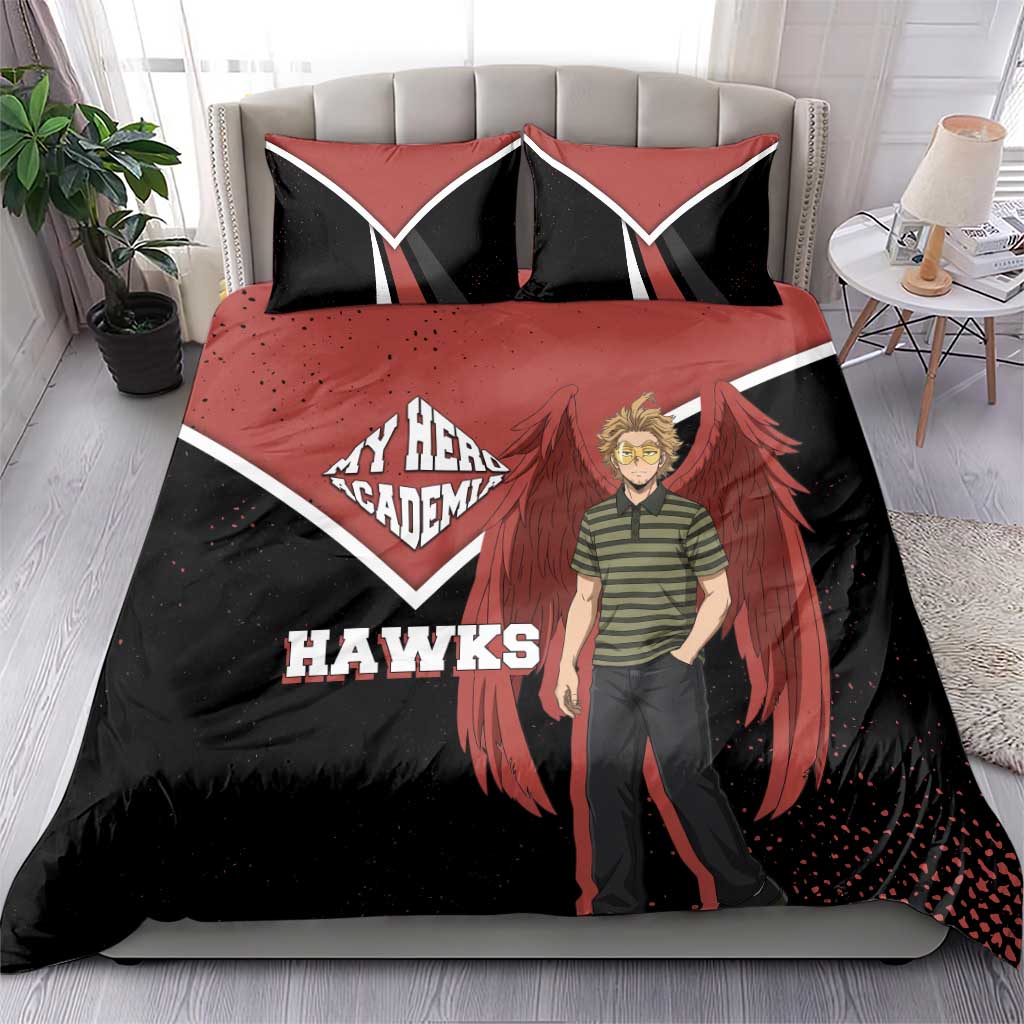 Hawks My Hero Academia Bedding Set Anime Grunge Splatter Graphic Style