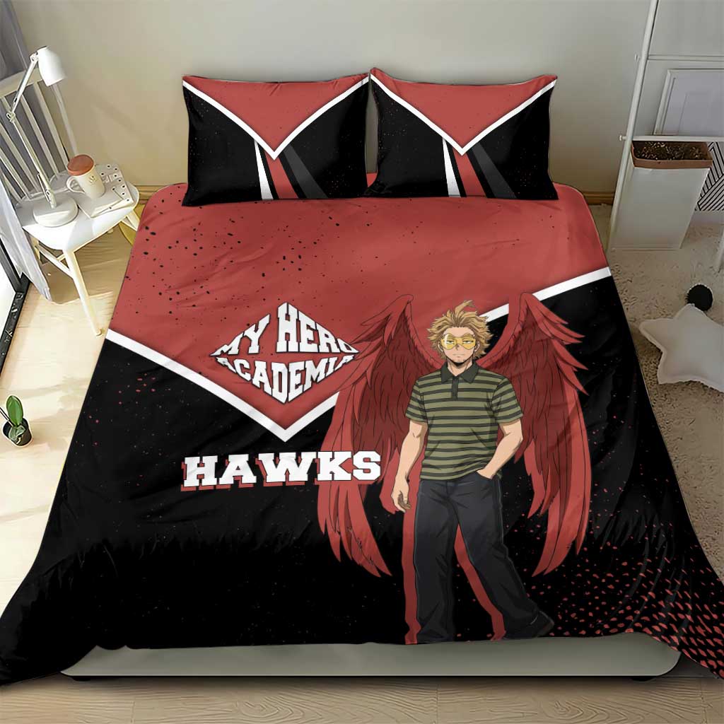 Hawks My Hero Academia Bedding Set Anime Grunge Splatter Graphic Style