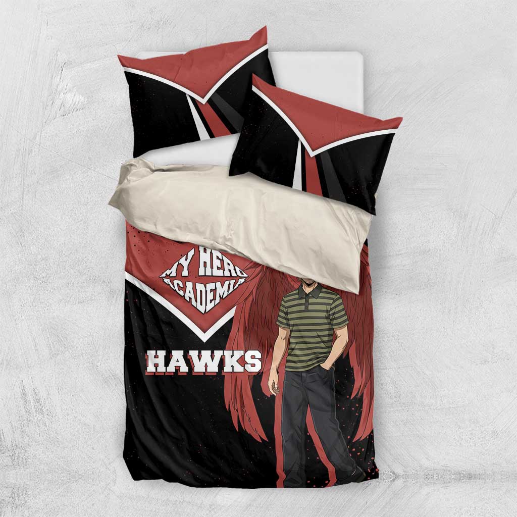 Hawks My Hero Academia Bedding Set Anime Grunge Splatter Graphic Style