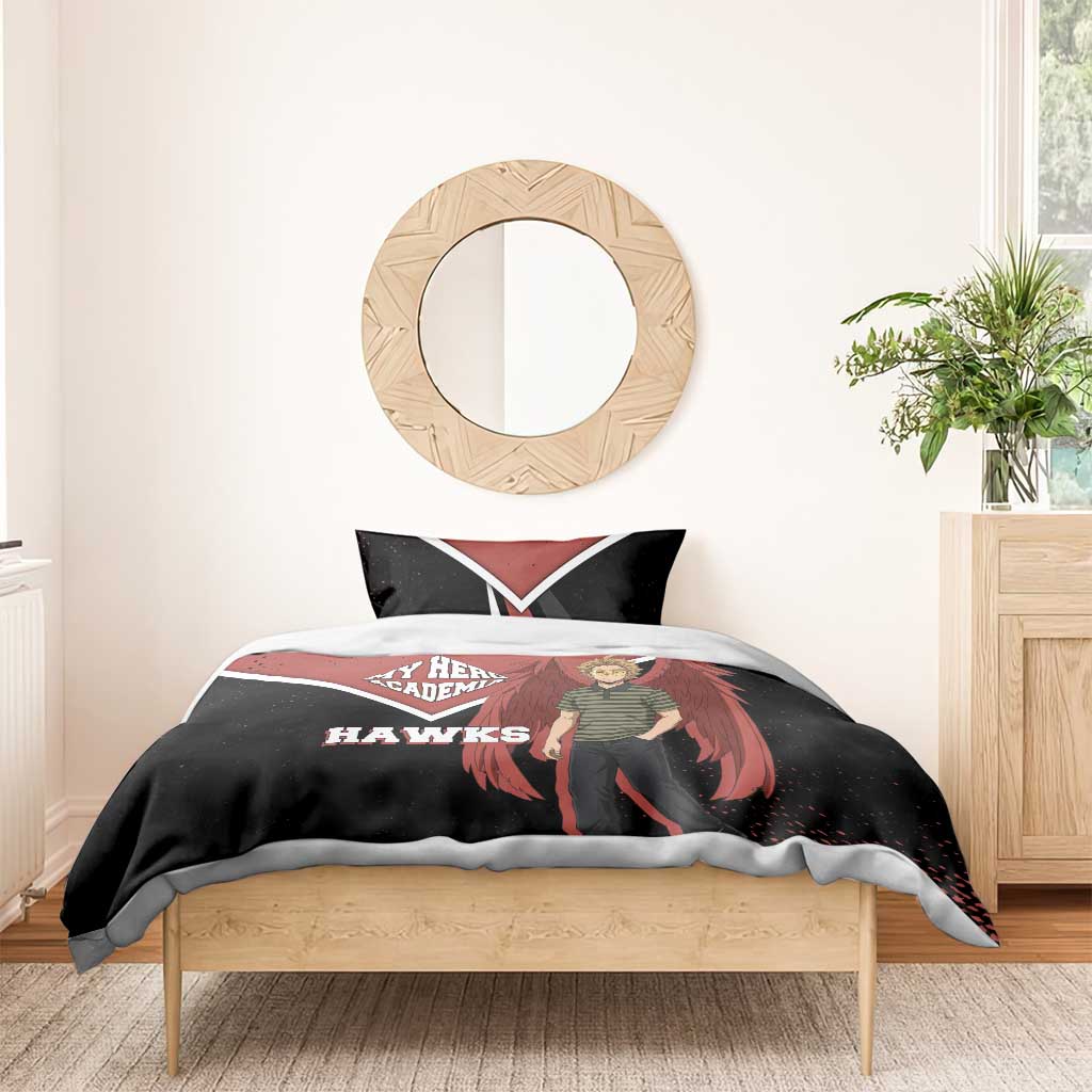 Hawks My Hero Academia Bedding Set Anime Grunge Splatter Graphic Style