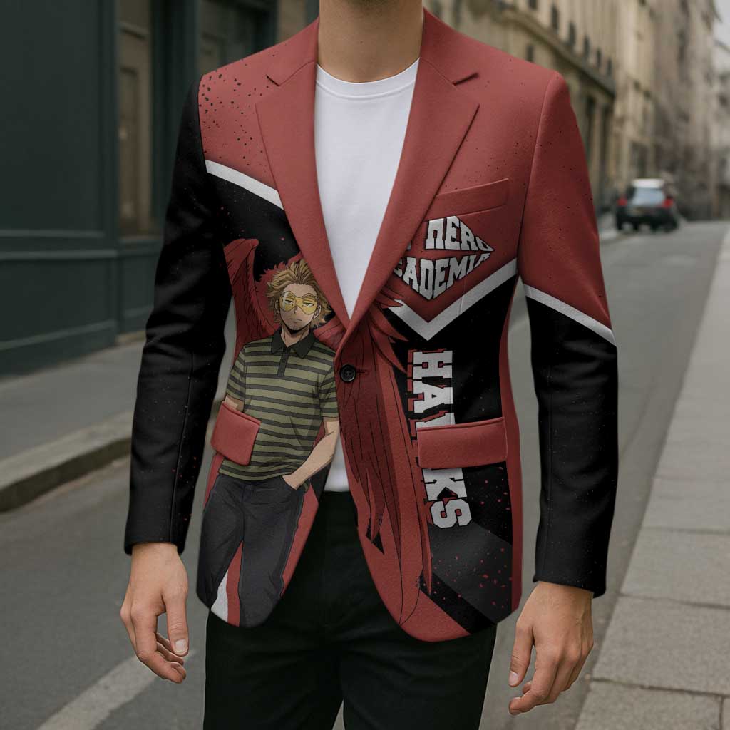 Hawks My Hero Academia Blazer Anime Grunge Splatter Graphic Style