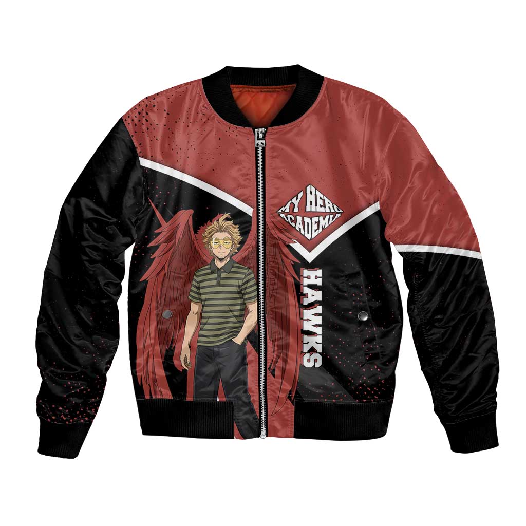 Hawks My Hero Academia Bomber Jacket Anime Grunge Splatter Graphic Style