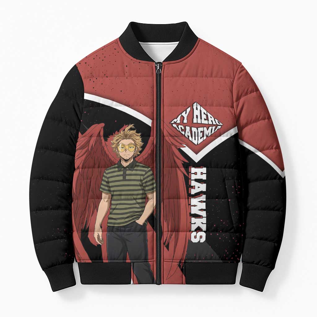 Hawks My Hero Academia Bomber Puffer Jacket Anime Grunge Splatter Graphic Style
