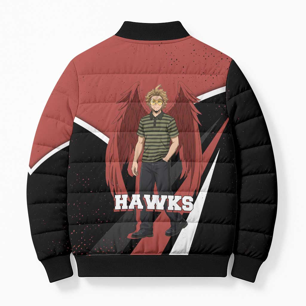 Hawks My Hero Academia Bomber Puffer Jacket Anime Grunge Splatter Graphic Style