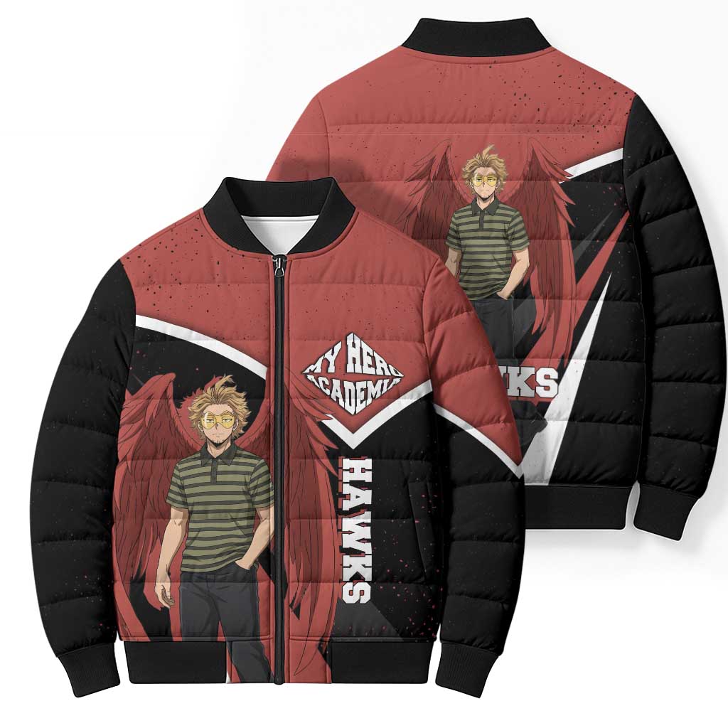 Hawks My Hero Academia Bomber Puffer Jacket Anime Grunge Splatter Graphic Style