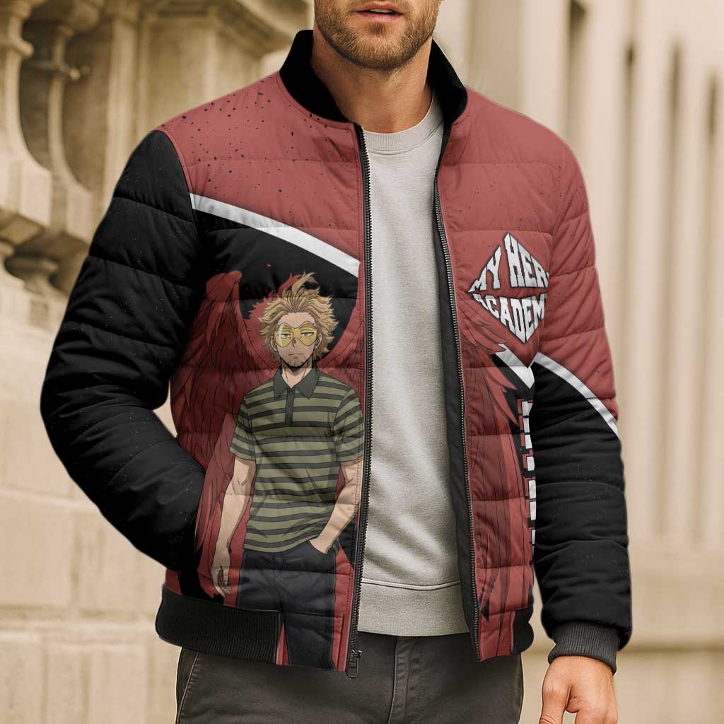 Hawks My Hero Academia Bomber Puffer Jacket Anime Grunge Splatter Graphic Style