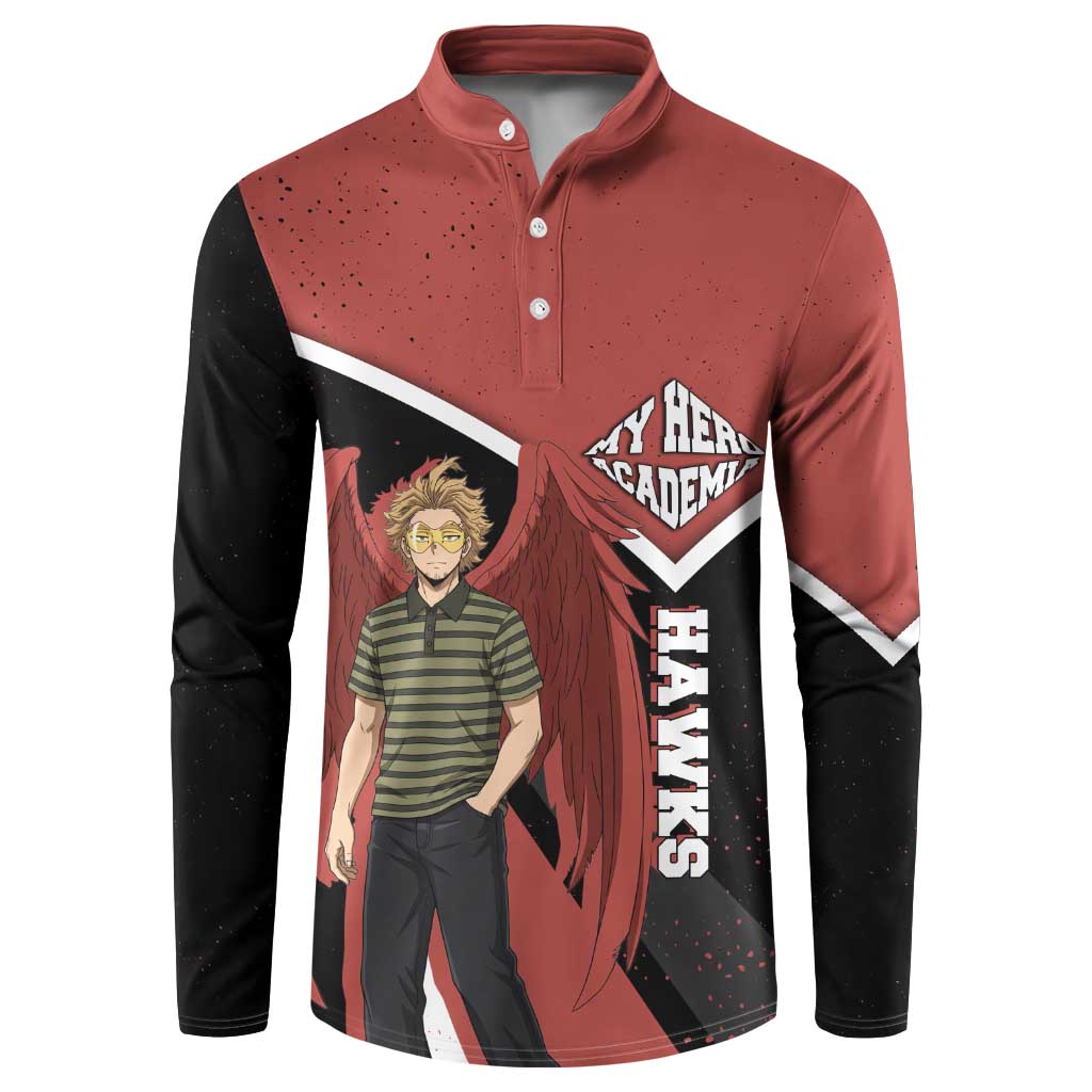 Hawks My Hero Academia Button Sweatshirt Anime Grunge Splatter Graphic Style