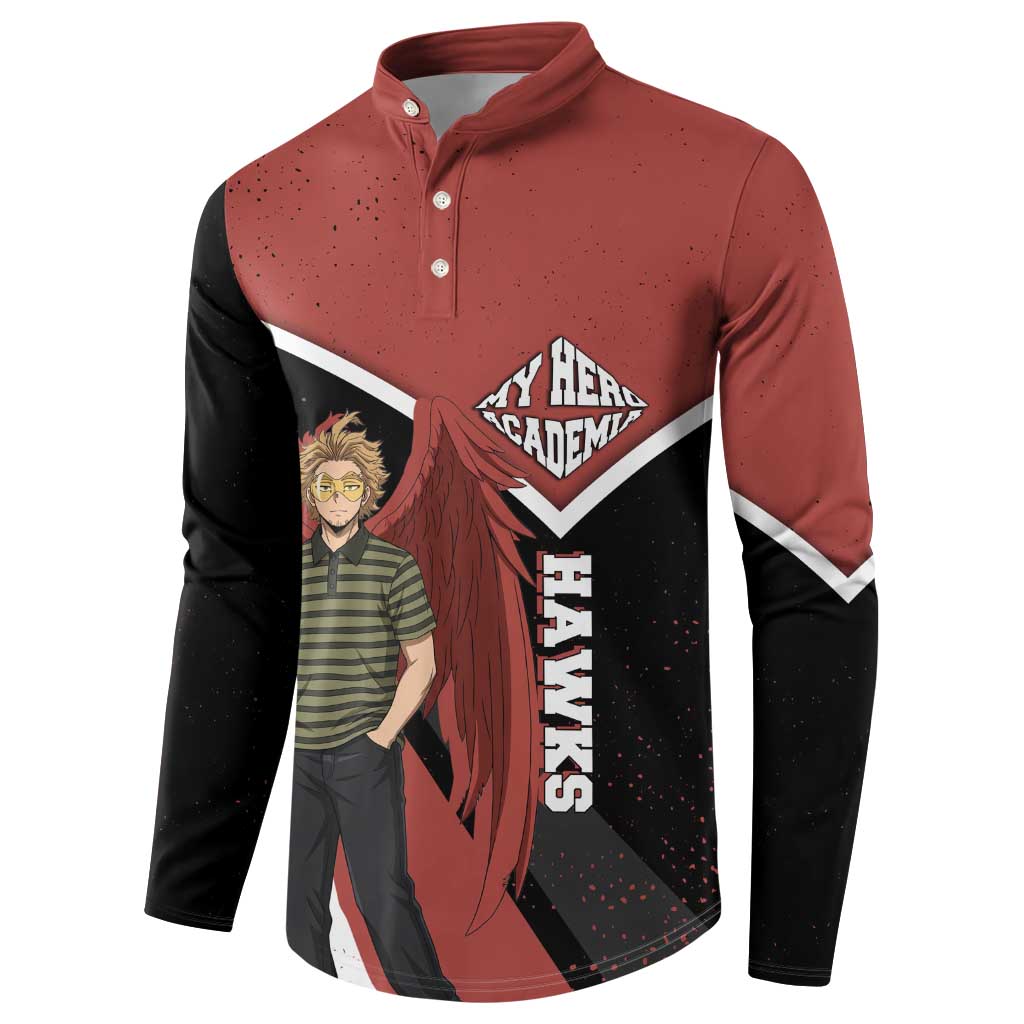 Hawks My Hero Academia Button Sweatshirt Anime Grunge Splatter Graphic Style