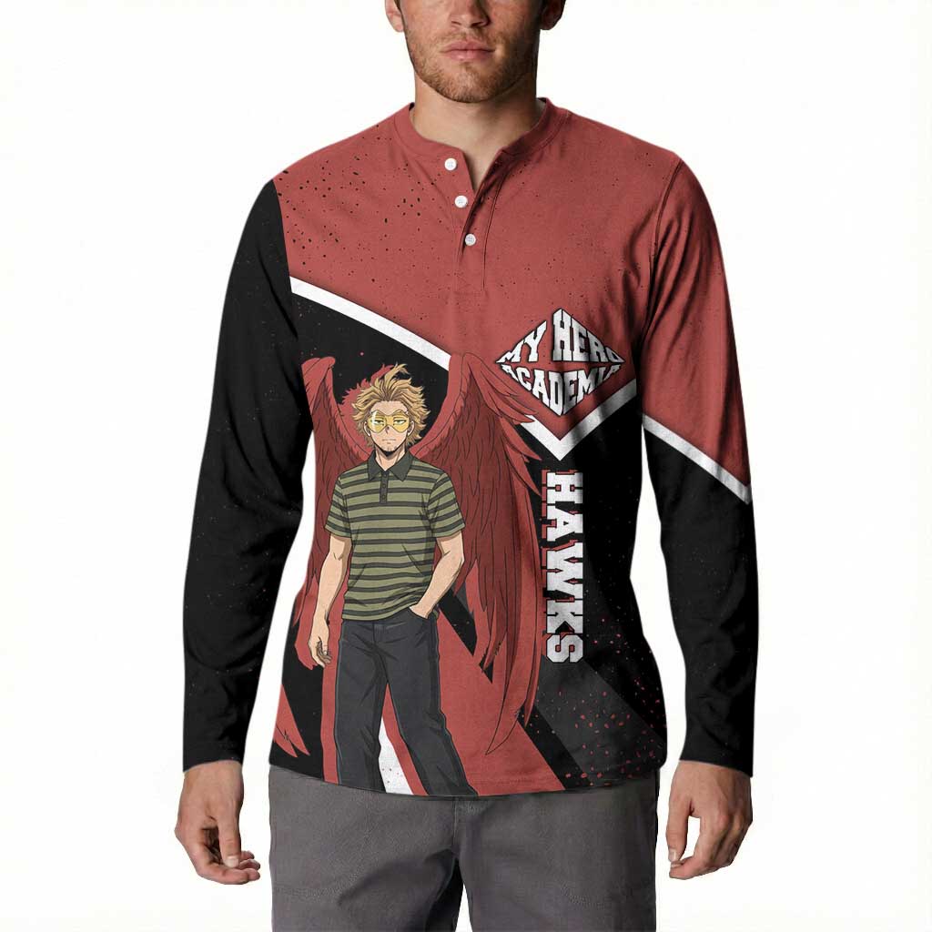 Hawks My Hero Academia Button Sweatshirt Anime Grunge Splatter Graphic Style