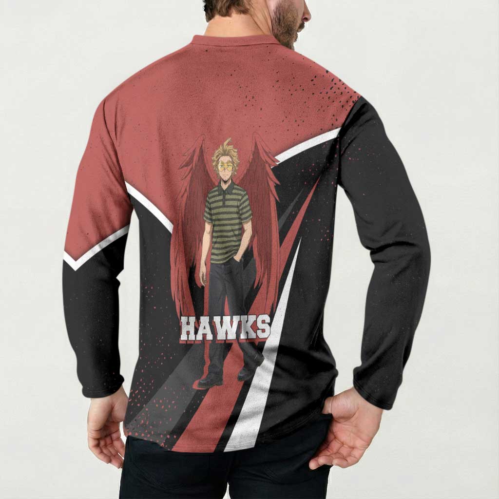 Hawks My Hero Academia Button Sweatshirt Anime Grunge Splatter Graphic Style