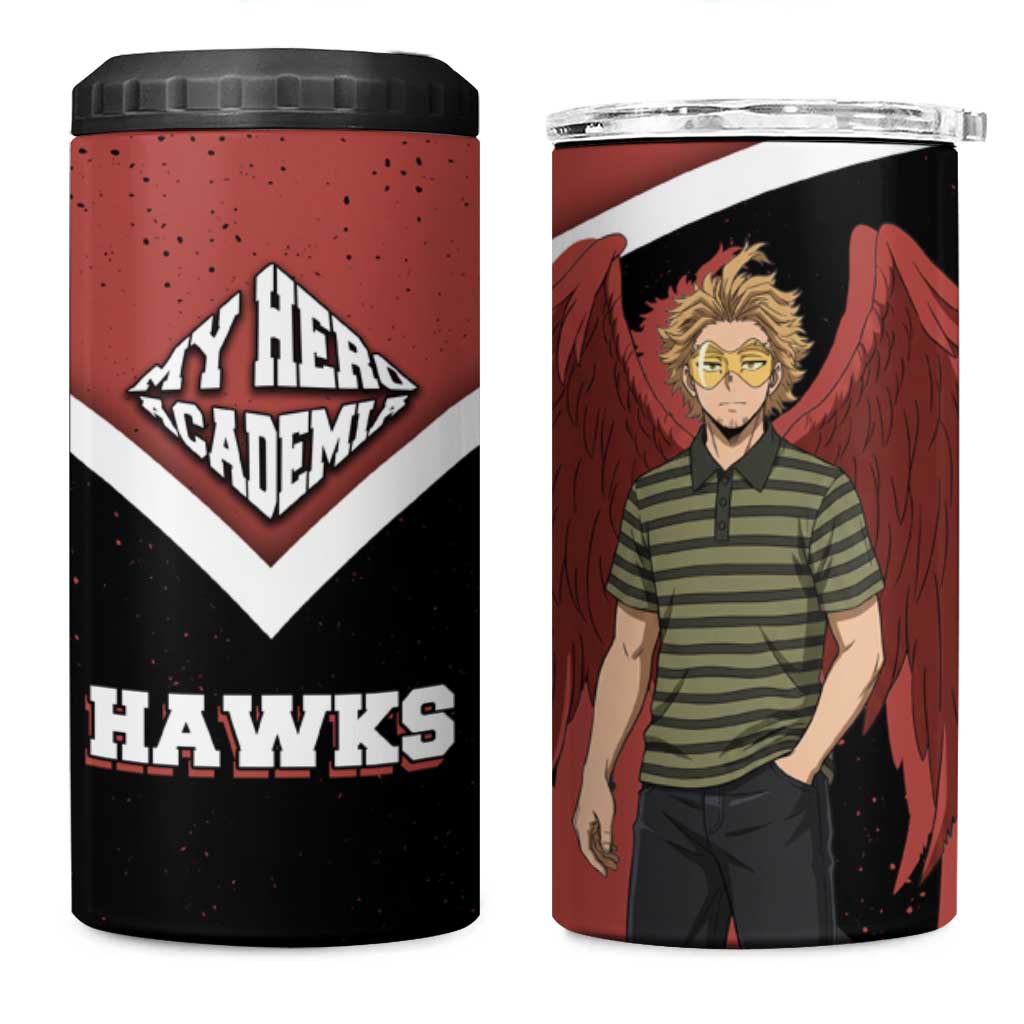 Hawks My Hero Academia 4 in 1 Can Cooler Tumbler Anime Grunge Splatter Graphic Style