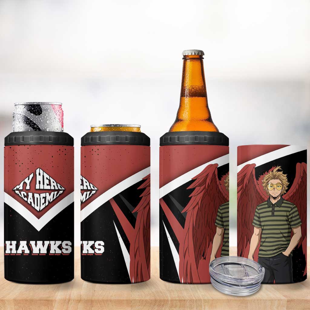 Hawks My Hero Academia 4 in 1 Can Cooler Tumbler Anime Grunge Splatter Graphic Style