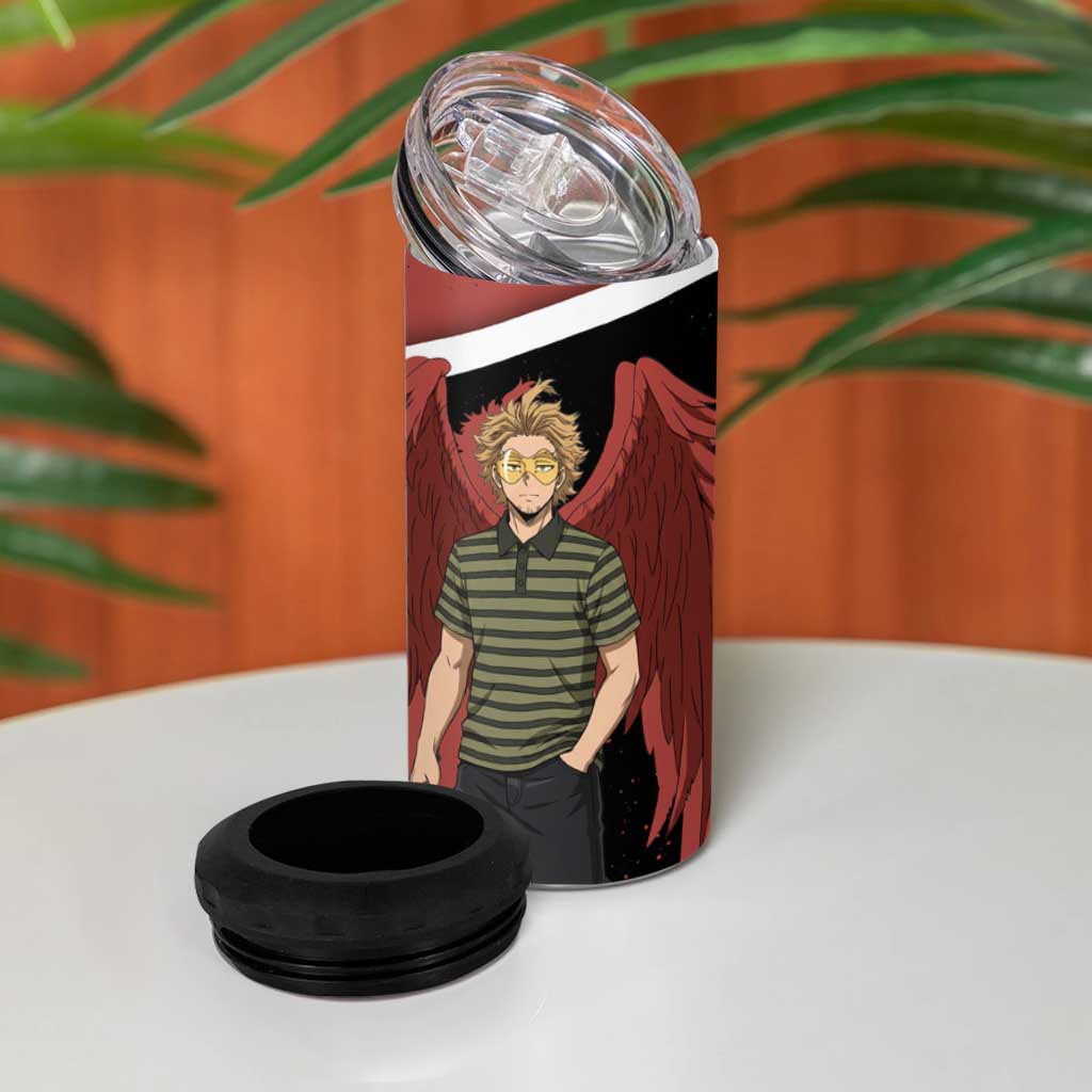 Hawks My Hero Academia 4 in 1 Can Cooler Tumbler Anime Grunge Splatter Graphic Style