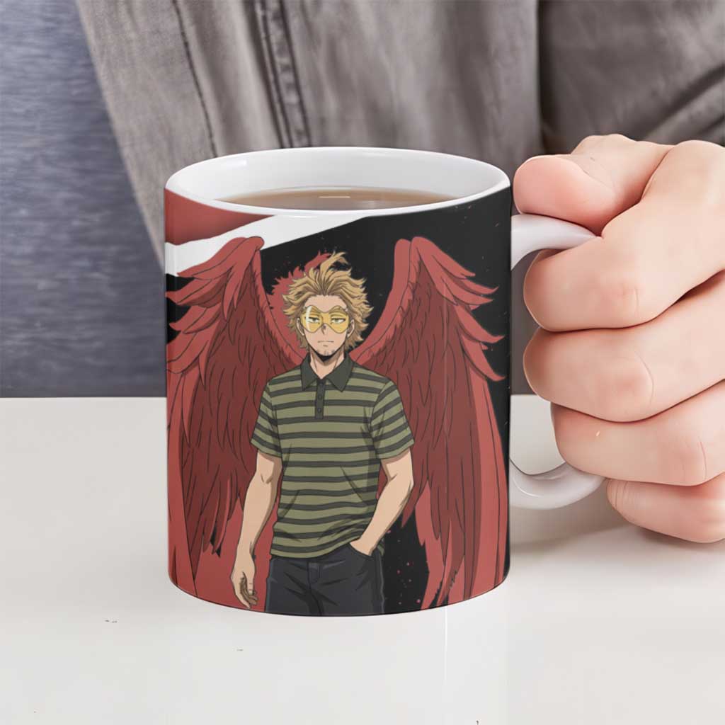 Hawks My Hero Academia Ceramic Mug Anime Grunge Splatter Graphic Style