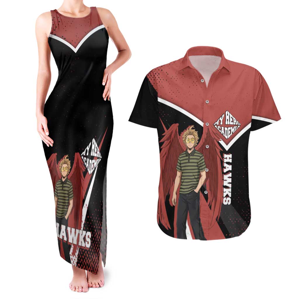 Hawks My Hero Academia Couples Matching Tank Maxi Dress and Hawaiian Shirt Anime Grunge Splatter Graphic Style
