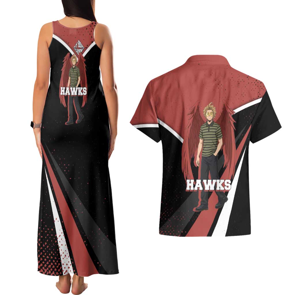 Hawks My Hero Academia Couples Matching Tank Maxi Dress and Hawaiian Shirt Anime Grunge Splatter Graphic Style