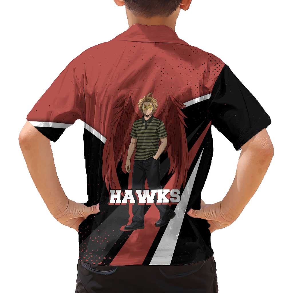 Hawks My Hero Academia Family Matching Off The Shoulder Long Sleeve Dress and Hawaiian Shirt Anime Grunge Splatter Graphic Style