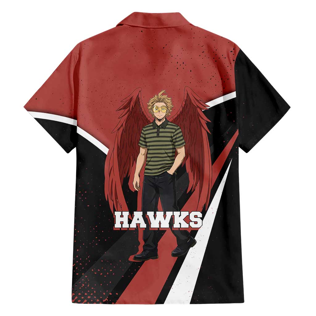 Hawks My Hero Academia Family Matching Short Sleeve Bodycon Dress and Hawaiian Shirt Anime Grunge Splatter Graphic Style