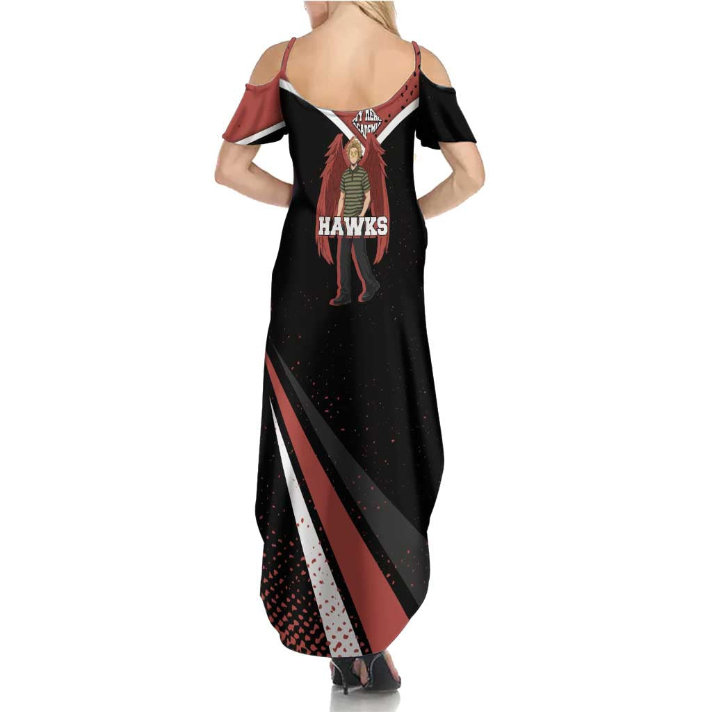 Hawks My Hero Academia Family Matching Summer Maxi Dress and Hawaiian Shirt Anime Grunge Splatter Graphic Style