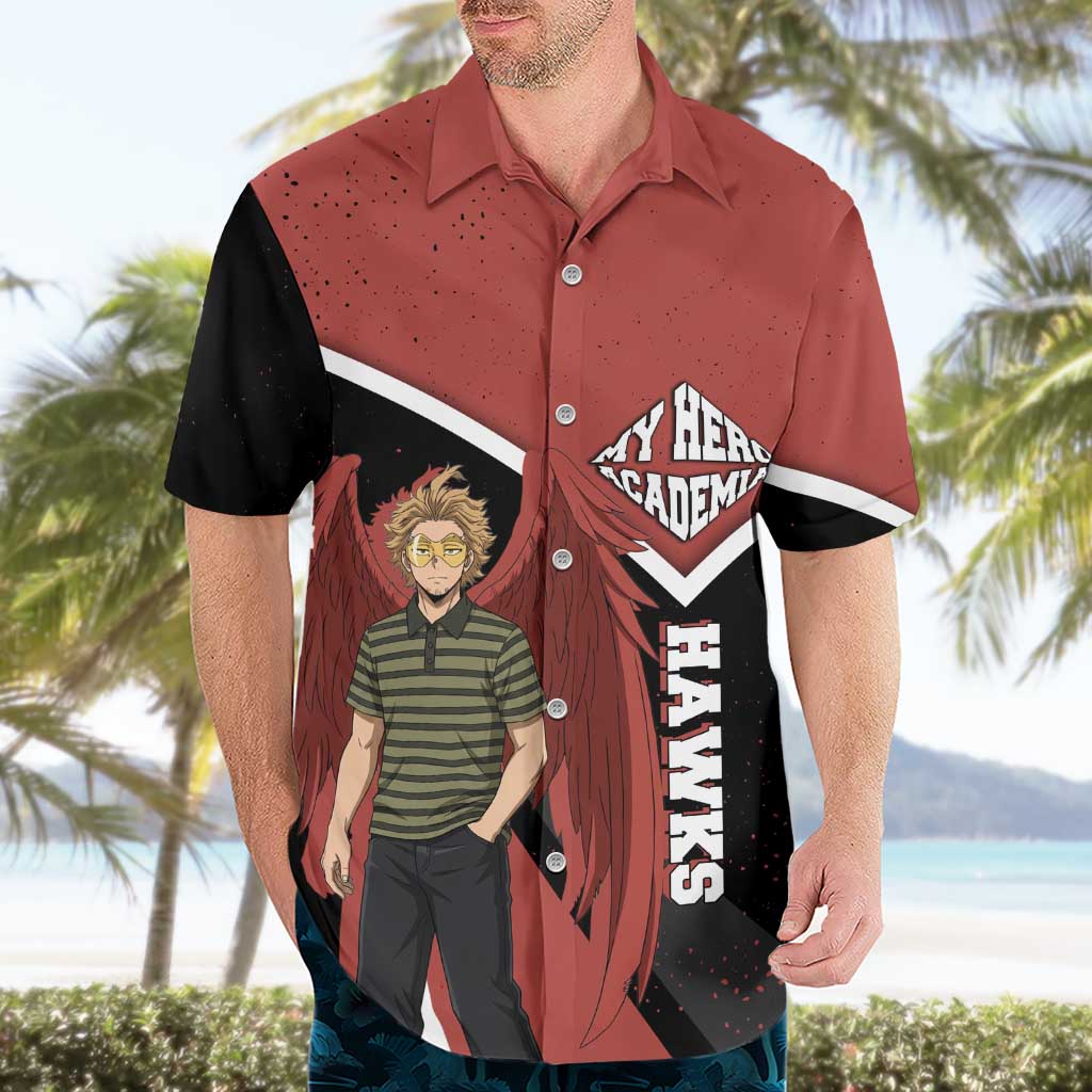 Hawks My Hero Academia Hawaiian Shirt Anime Grunge Splatter Graphic Style