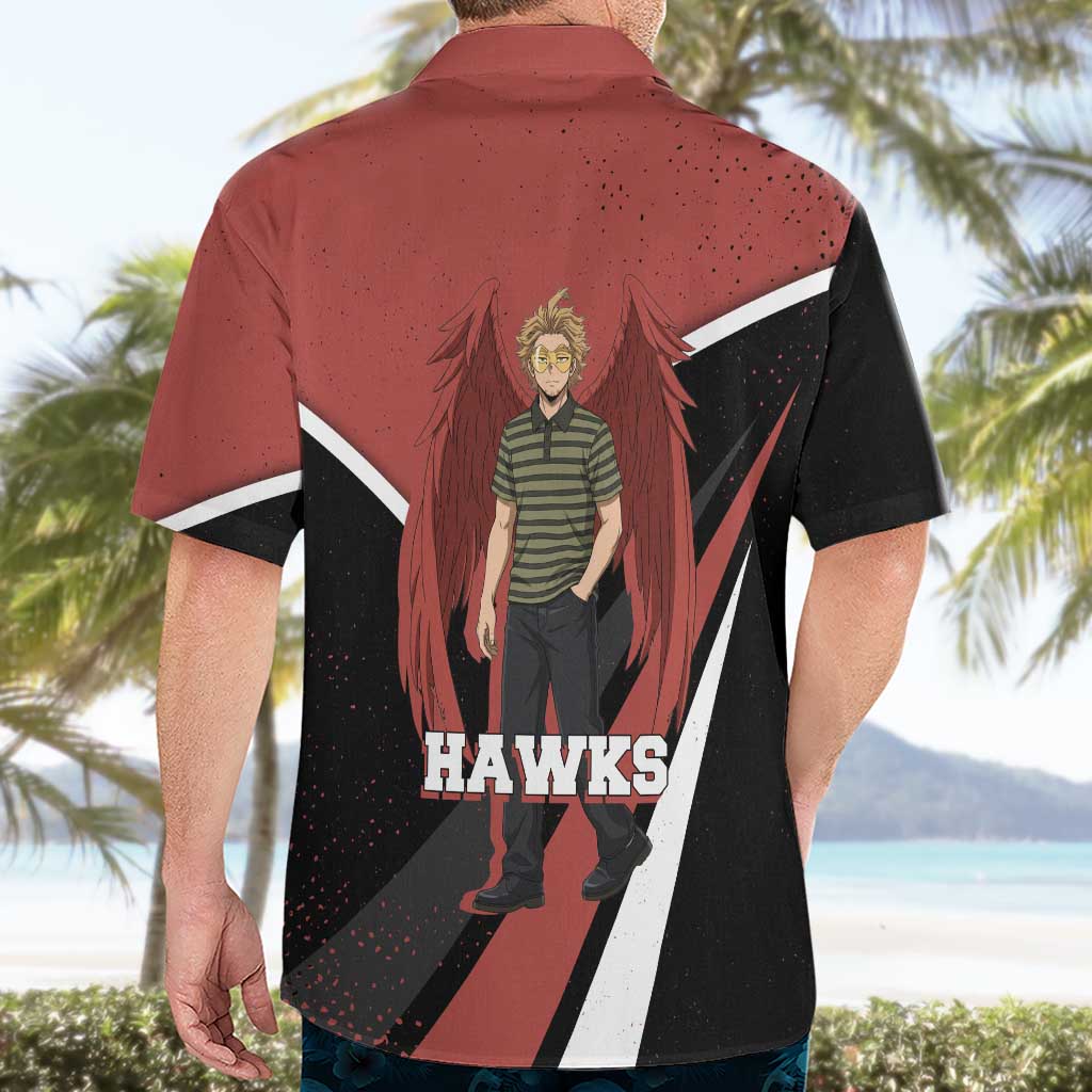 Hawks My Hero Academia Hawaiian Shirt Anime Grunge Splatter Graphic Style