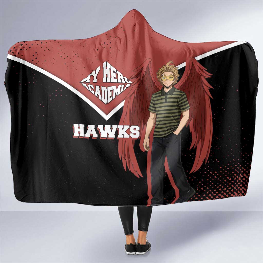 Hawks My Hero Academia Hooded Blanket Anime Grunge Splatter Graphic Style