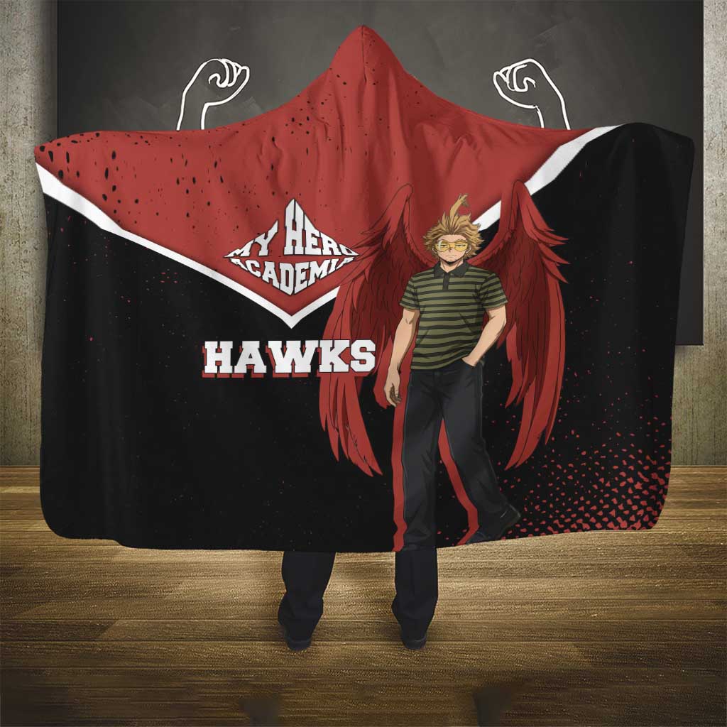 Hawks My Hero Academia Hooded Blanket Anime Grunge Splatter Graphic Style