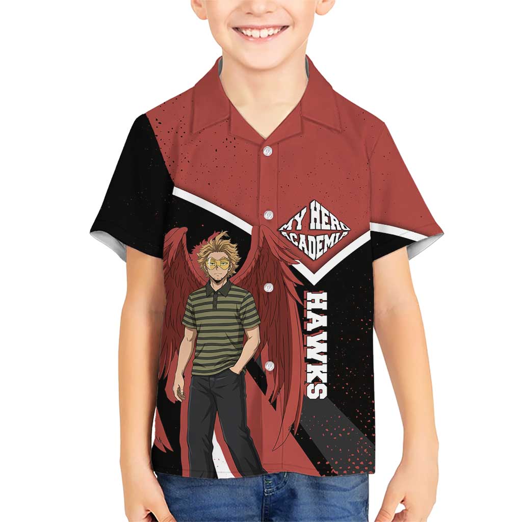 Hawks My Hero Academia Kid Hawaiian Shirt Anime Grunge Splatter Graphic Style