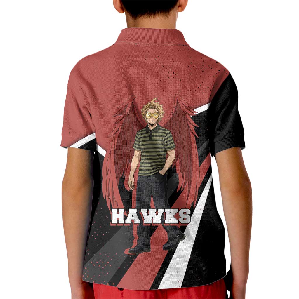 Hawks My Hero Academia Kid Polo Shirt Anime Grunge Splatter Graphic Style