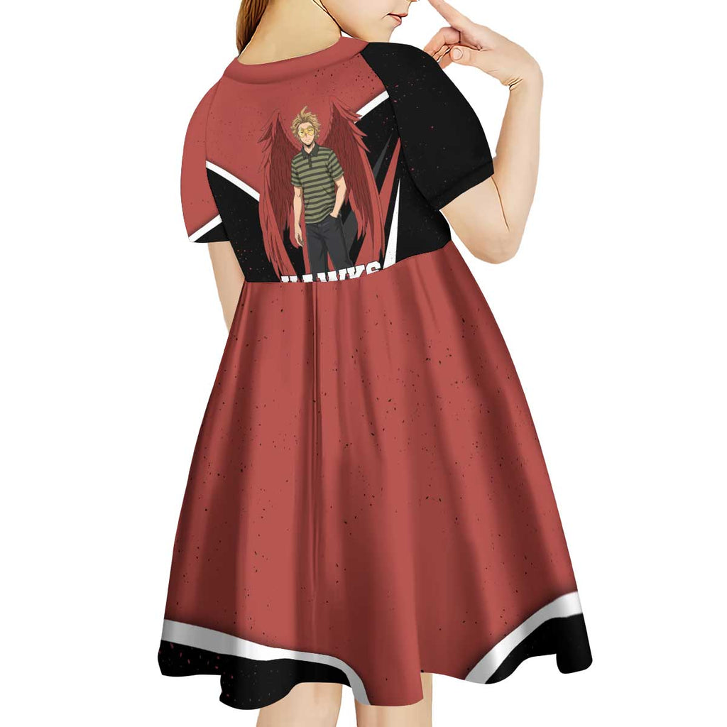 Hawks My Hero Academia Kid Short Sleeve Dress Anime Grunge Splatter Graphic Style