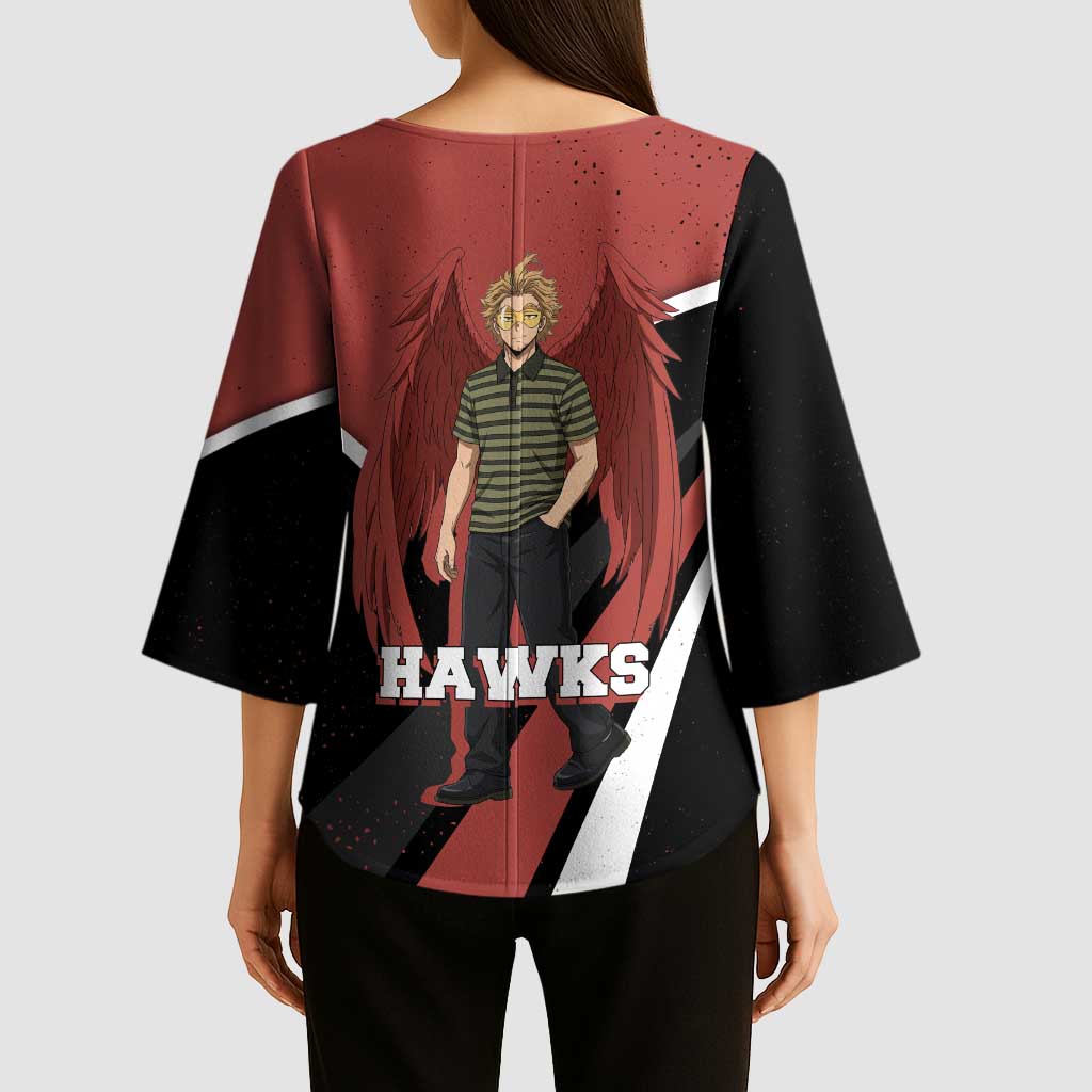 Hawks My Hero Academia Kimono Sleeve Blouse Anime Grunge Splatter Graphic Style
