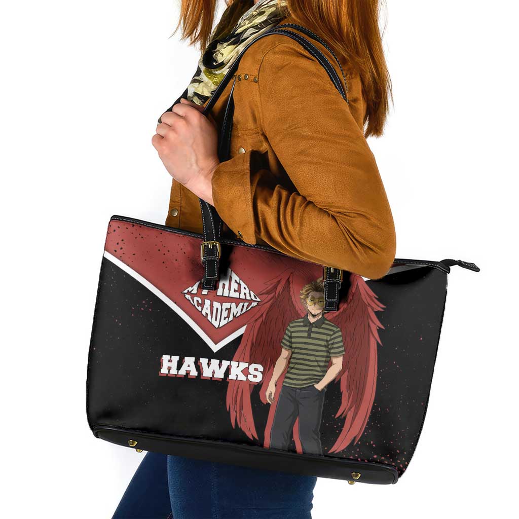 Hawks My Hero Academia Leather Tote Bag Anime Grunge Splatter Graphic Style
