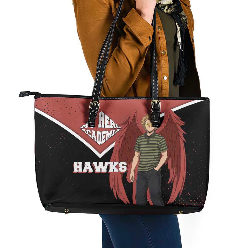 Hawks My Hero Academia Leather Tote Bag Anime Grunge Splatter Graphic Style