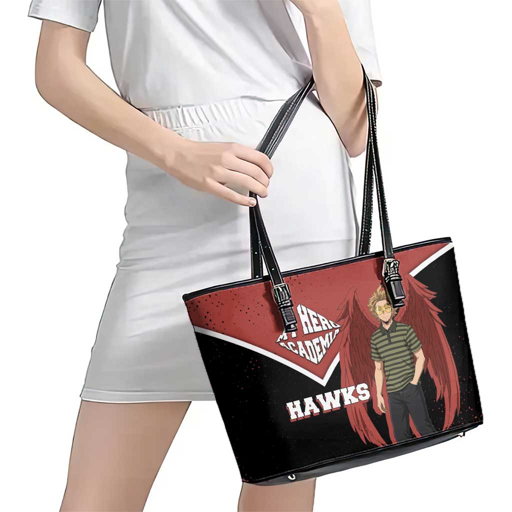 Hawks My Hero Academia Leather Tote Bag Anime Grunge Splatter Graphic Style