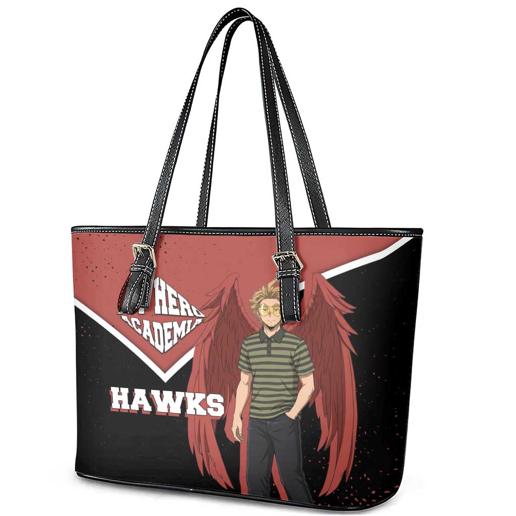Hawks My Hero Academia Leather Tote Bag Anime Grunge Splatter Graphic Style