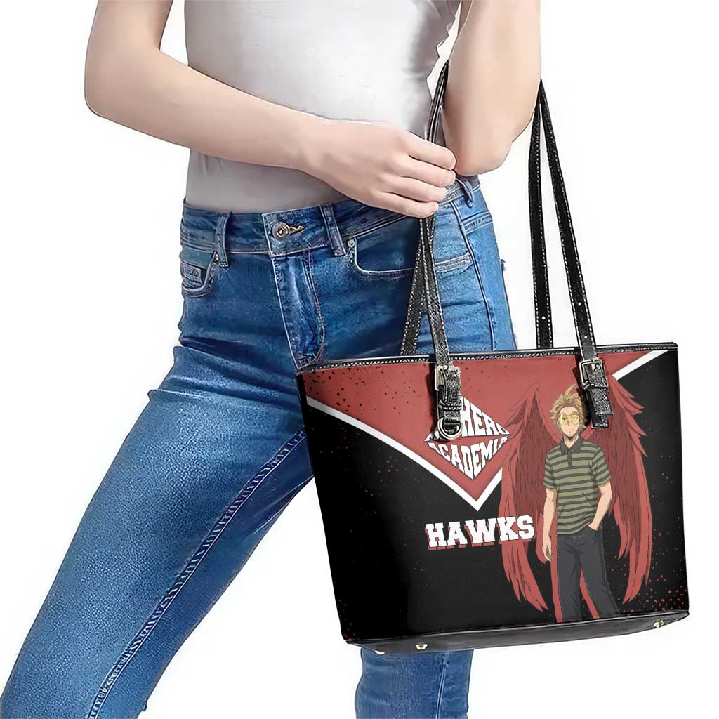 Hawks My Hero Academia Leather Tote Bag Anime Grunge Splatter Graphic Style