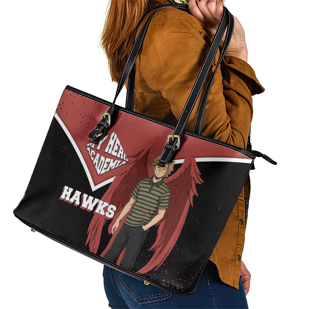 Hawks My Hero Academia Leather Tote Bag Anime Grunge Splatter Graphic Style