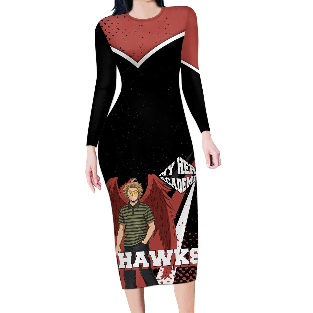 Hawks My Hero Academia Long Sleeve Bodycon Dress Anime Grunge Splatter Graphic Style