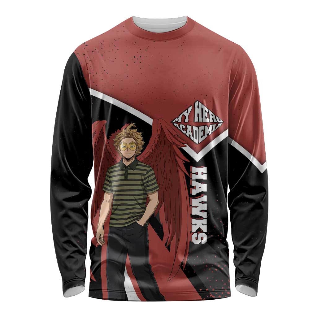 Hawks My Hero Academia Long Sleeve Shirt Anime Grunge Splatter Graphic Style