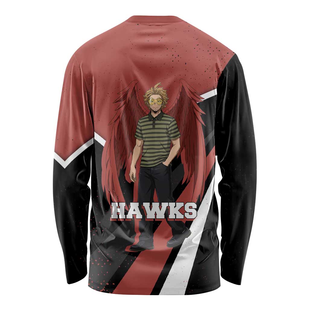 Hawks My Hero Academia Long Sleeve Shirt Anime Grunge Splatter Graphic Style