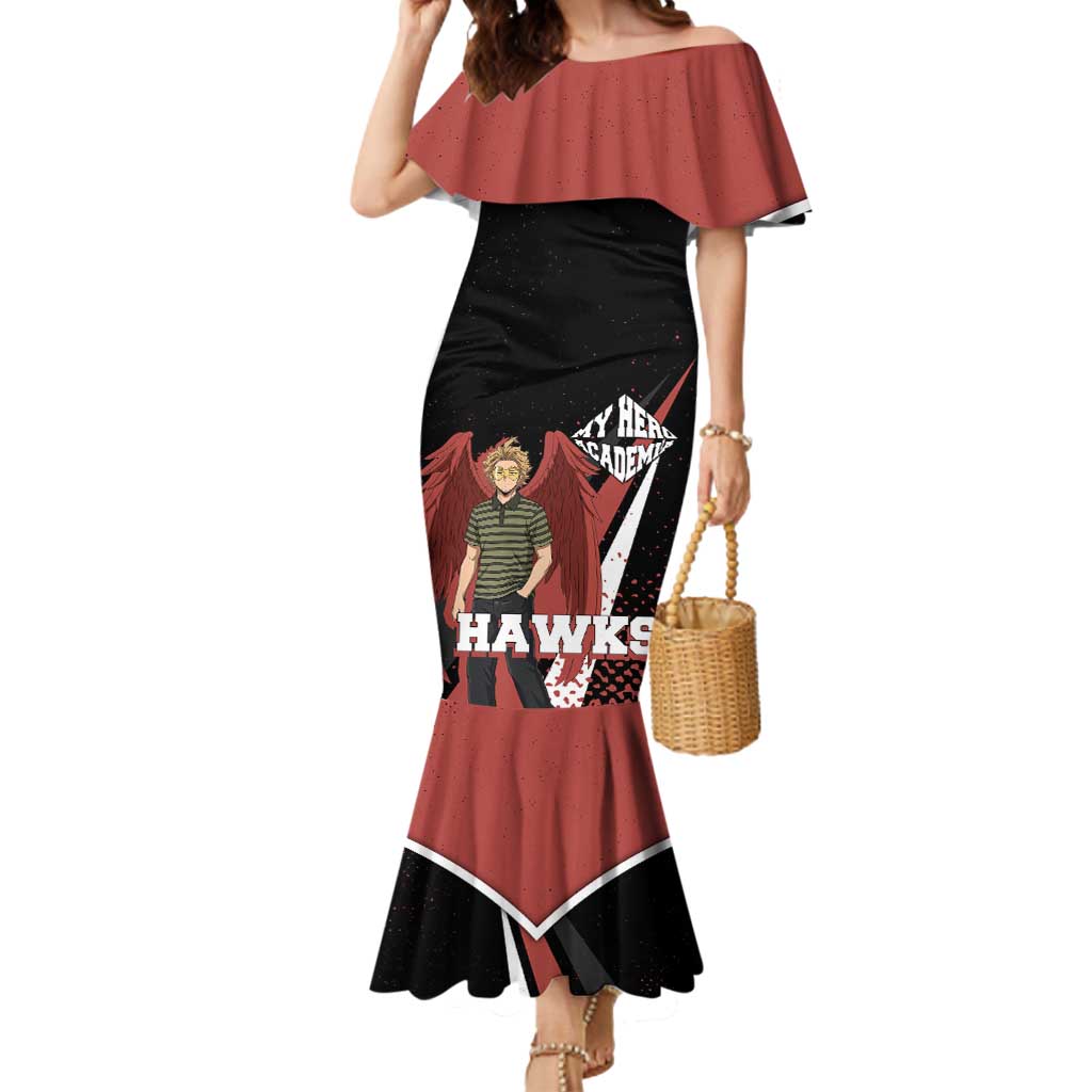 Hawks My Hero Academia Mermaid Dress Anime Grunge Splatter Graphic Style