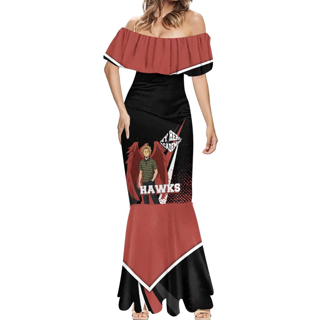 Hawks My Hero Academia Mermaid Dress Anime Grunge Splatter Graphic Style