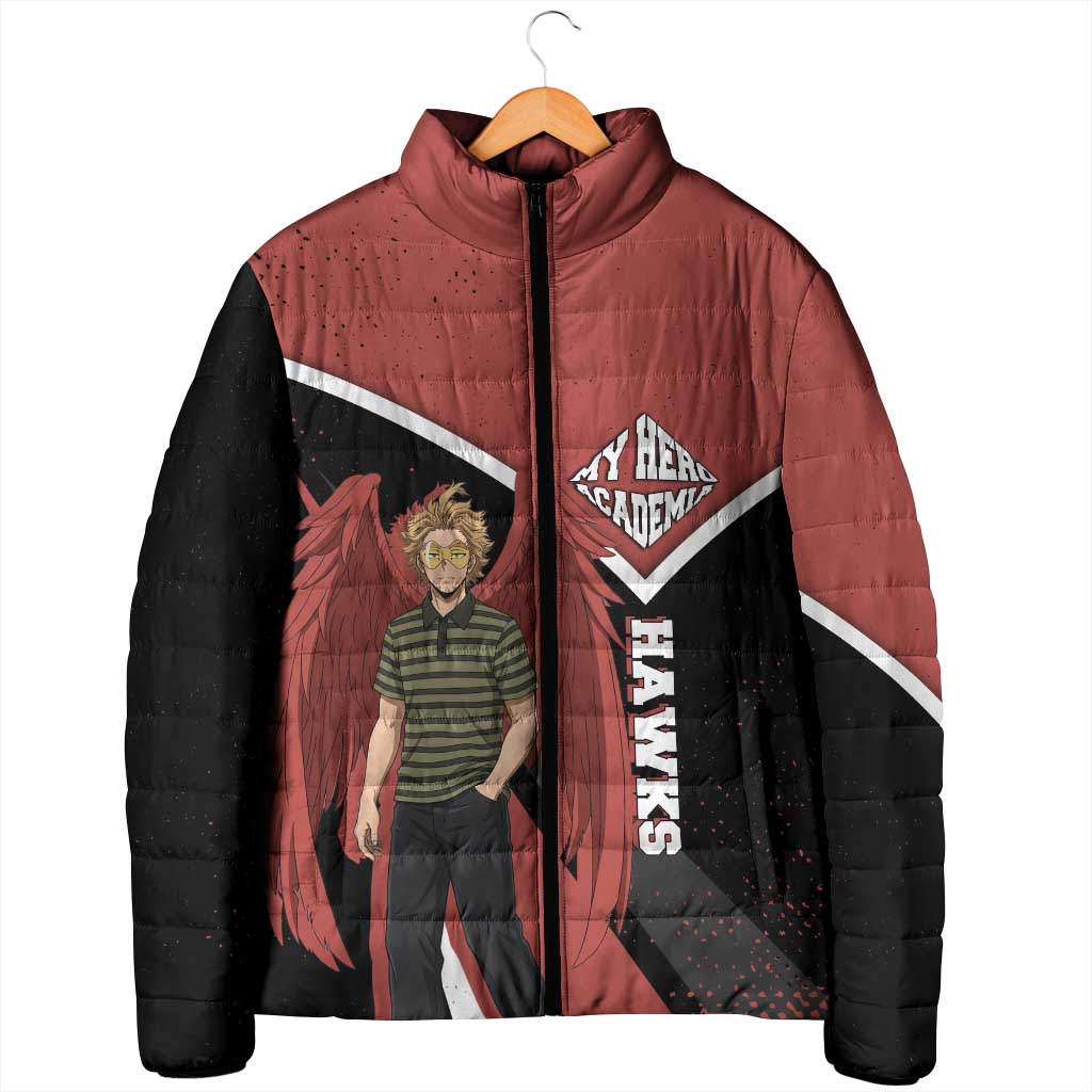 Hawks My Hero Academia Padded Jacket Anime Grunge Splatter Graphic Style
